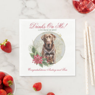 Guardanapo De Papel Foto de Cão de Casamento de Natal no laboratório d