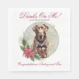 Guardanapo De Papel Foto de Cão de Casamento de Natal no laboratório d