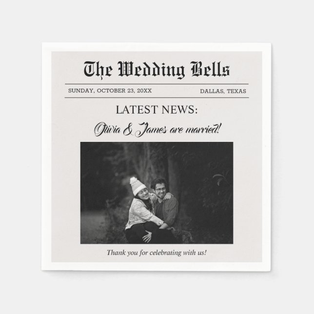 Guardanapo De Papel Foto de Casamento de Jornais de Diversão Única (Frente)