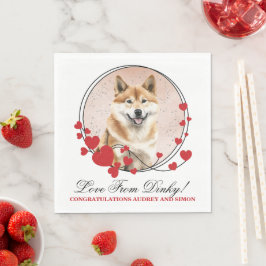 Guardanapo De Papel Foto de casamento do cão Akita Inu com coroa de co