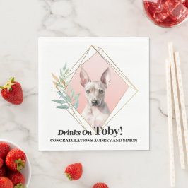 Guardanapo De Papel Foto de Casamento do Cão Terrier Americano sem Pel