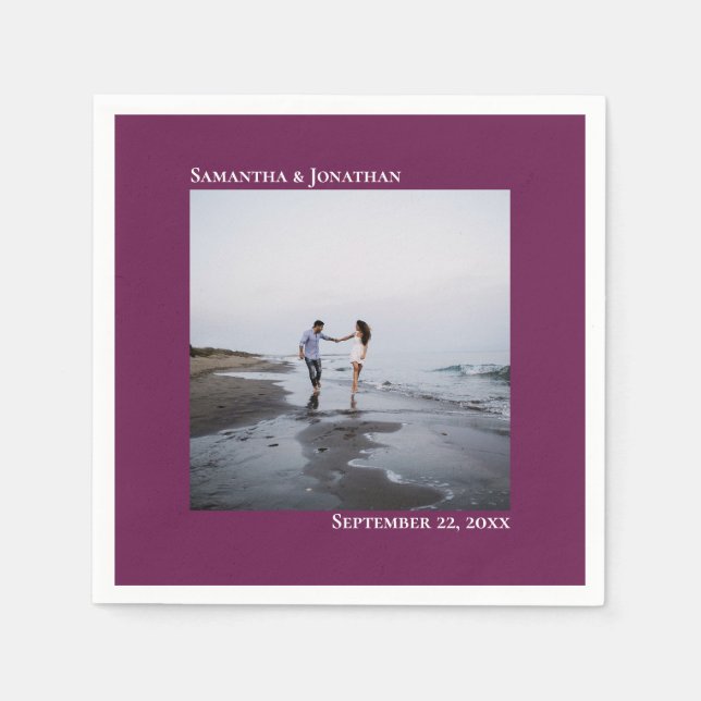 Guardanapo De Papel Foto de Casamento Menta Moderna Elegante Minimalis (Frente)