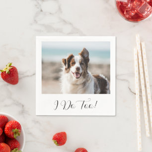 Guardanapo De Papel Foto de casamento minimalista de cachorro preto e 
