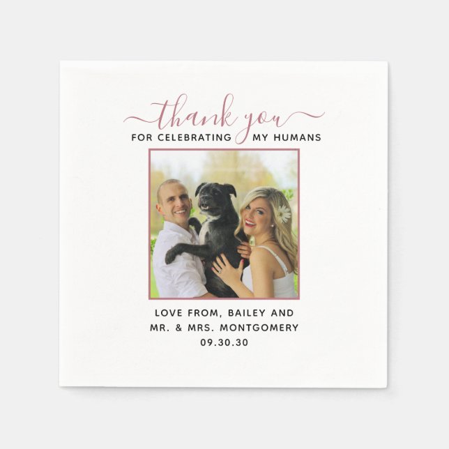 Guardanapo De Papel Foto de casamento personalizada com animal de esti (Frente)
