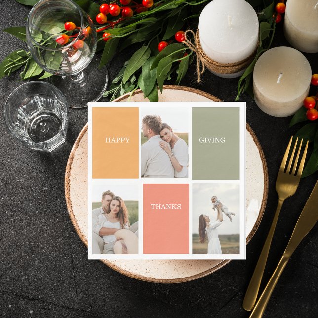 Guardanapo De Papel Foto de Colagem da Família Moderna | Ação de Graça (Criador carregado)