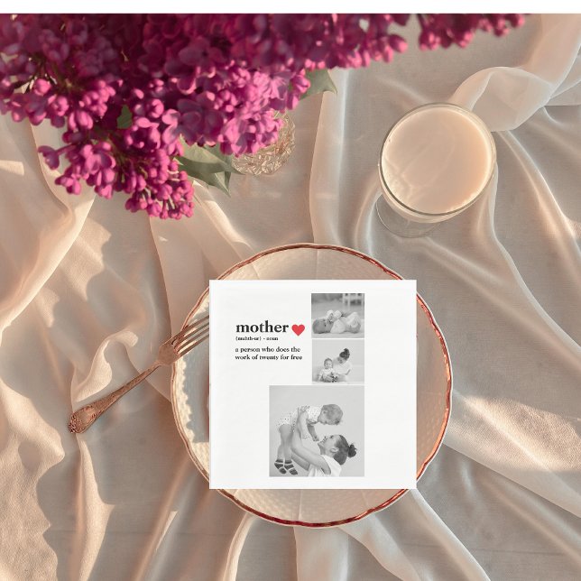 Guardanapo De Papel Foto de Colagem Moderna e Texto Vermelho Doente Mã (Criador carregado)