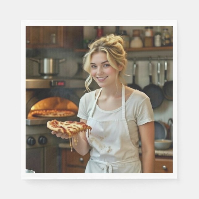 Guardanapo De Papel Foto de comer pizza Personalizar (Frente)