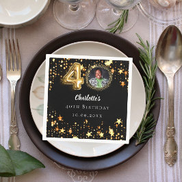 Guardanapo De Papel foto de estrelas aniversário de 40 anos preto dour