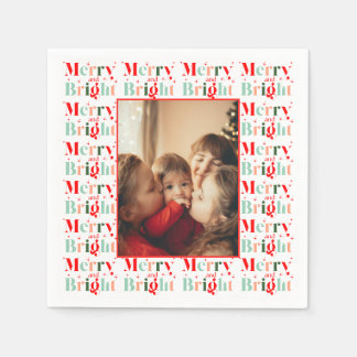 Guardanapo De Papel Foto de Família de Natal Alegre e Brilhante