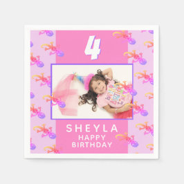 Guardanapo De Papel Foto de Festa de aniversário do Gecko Lizard, Rosa