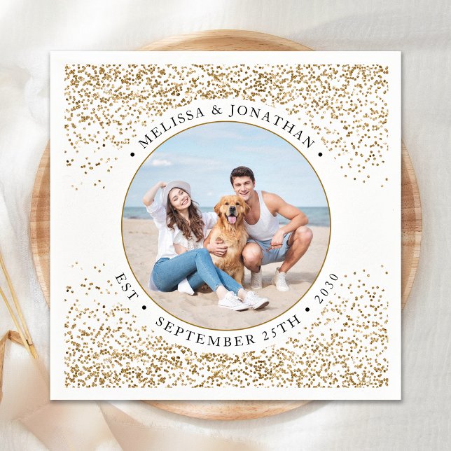 Guardanapo De Papel Foto de Glitter Dourada Personalizada para Casamen (Criador carregado)