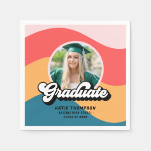Guardanapo De Papel Foto de Graduação em Groovy da Moderna Retro 70s