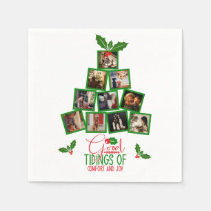 Guardanapo De Papel Foto de Natal Verde Personalizado