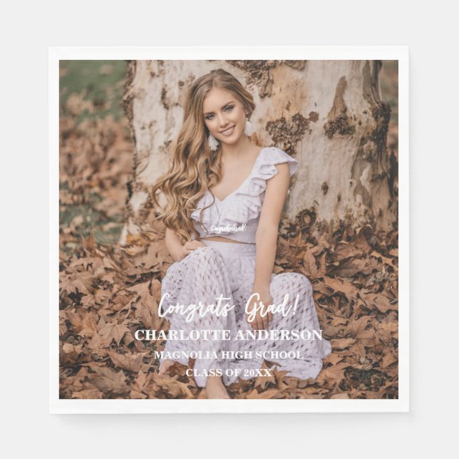 Guardanapo De Papel Foto de Parabéns ao Formando Sênior (Frente)