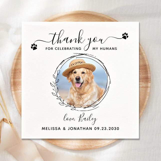 Guardanapo De Papel Foto De Pet Personalizada Elegante Obrigado Casame (Criador carregado)