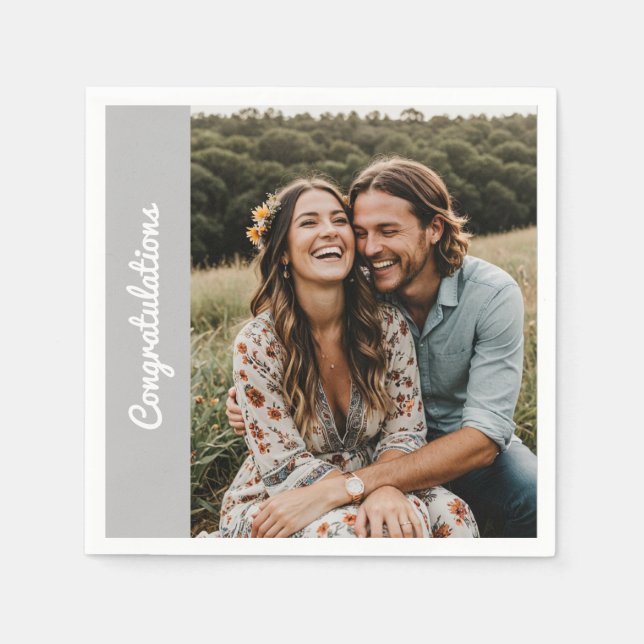 Guardanapo De Papel foto de texto personalizada noivado Pessoal Papel  (Frente)