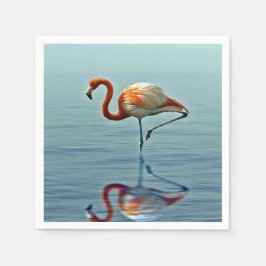 Guardanapo De Papel Foto de vida selvagem com reflexo rosa de flamingo