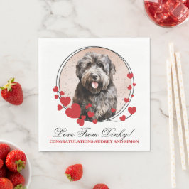Guardanapo De Papel Foto do Cão Bouvier des Flandres com Rosa Vermelha