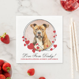 Guardanapo De Papel Foto do Cão de Casamento Coração Vermelho American