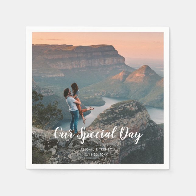 Guardanapo De Papel Foto do Dia de Casamento Personalizado (Frente)