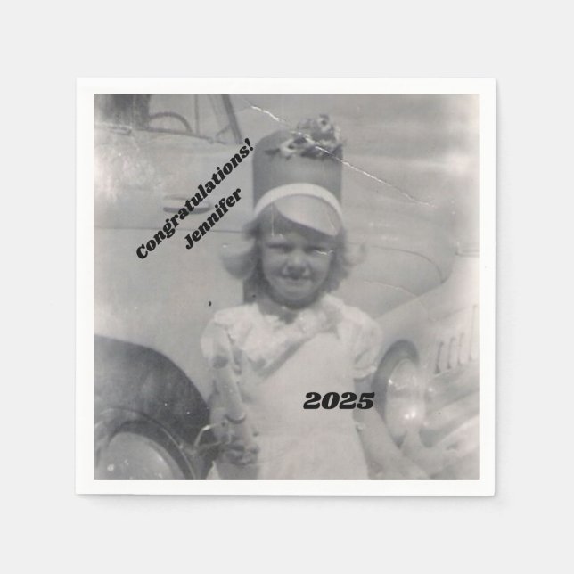 Guardanapo De Papel Foto do formando | Parabéns | Nome e Ano (Frente)