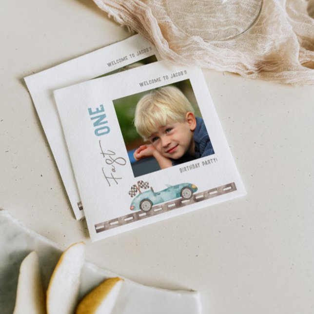 Guardanapo De Papel Foto do primeiro aniversario Race Car (Criador carregado)