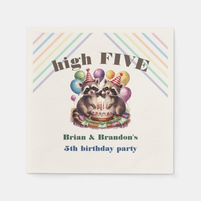 Guardanapo De Papel foto do tema mapache de cinco gêmeos festas de ani (Frente)
