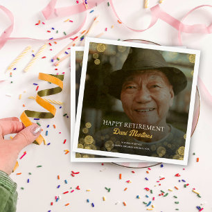 Guardanapo De Papel Foto Dourada Confetti Happy Retirement Party - Con