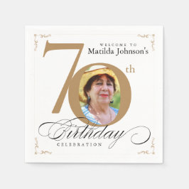 Guardanapo De Papel Foto Dourada Elegante Elegante de Caligrafia de An