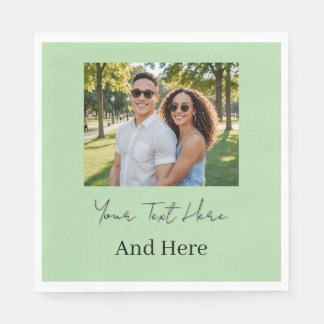 Guardanapo De Papel Foto e texto personalizados em verde pastel