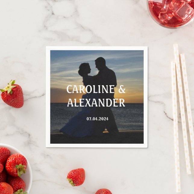 Guardanapo De Papel Foto Elegante Casamento Chic Sunset Summer (Insitu)