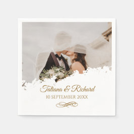 Guardanapo De Papel Foto Elegante Casamento Dourado de Script Napkins