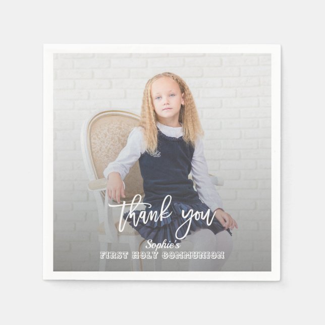 Guardanapo De Papel Foto Elegante Dourada Cruz Primeira Comunhão Sagra (Frente)