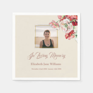 Guardanapo De Papel Foto: Funeral Memorial Watercolor Poppies Napkins