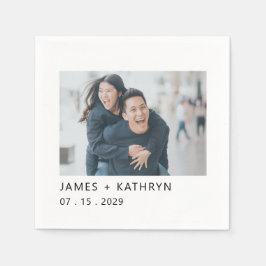 Guardanapo De Papel Foto Mínima de Casamento Moderna Elegante Simples