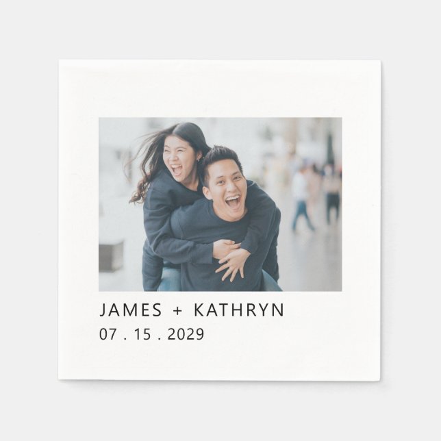 Guardanapo De Papel Foto Mínima de Casamento Moderna Elegante Simples (Frente)