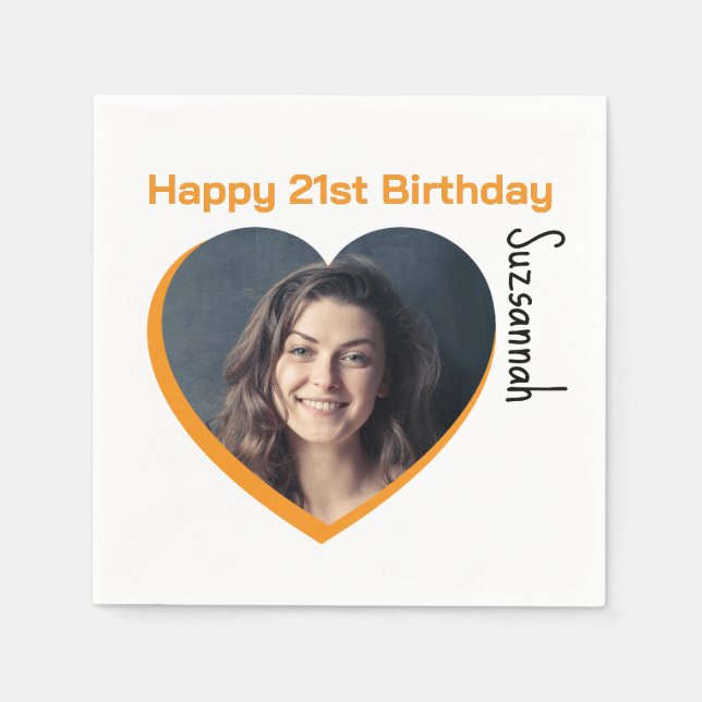 Guardanapo De Papel Foto personalizada 21 rua de festa de aniversário  (Frente)