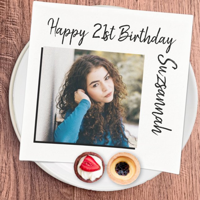 Guardanapo De Papel Foto personalizada 21 rua de festa de aniversário  (It's easy to personalize the text for another occasion and simply add your favorite photo. )