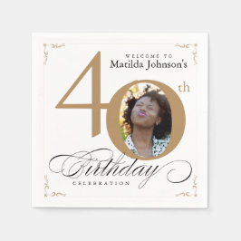 Guardanapo De Papel Foto personalizada da caligrafia branca Dourada do