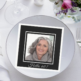 Guardanapo De Papel Foto personalizada de 60 anos preto branco