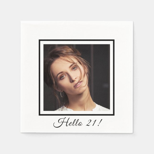 Guardanapo De Papel Foto personalizada de aniversário - preto (Frente)