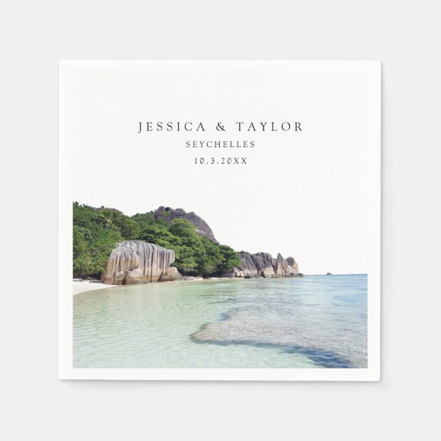 Guardanapo De Papel Foto personalizada de casamento das Seychelles Coc (Frente)