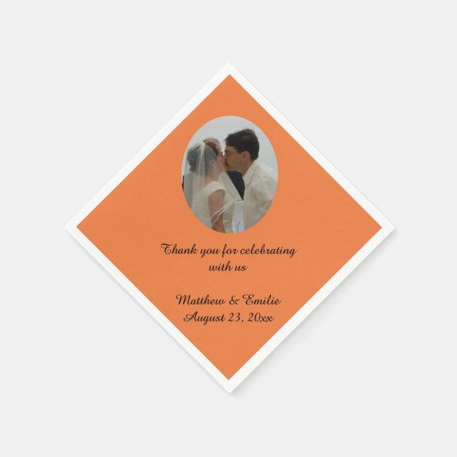 Guardanapo De Papel Foto personalizada de casamento laranja - Napkins (Canto)