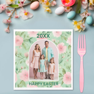 Guardanapo De Papel Foto personalizada de páscoa Pastel rosa e verde f