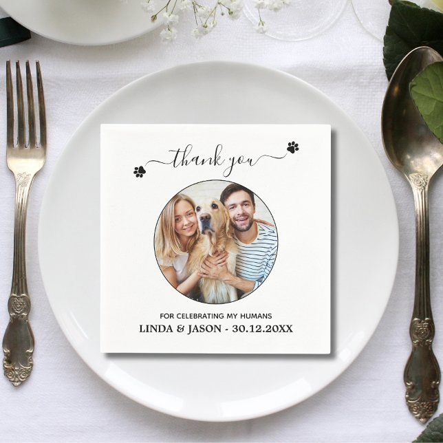 Guardanapo De Papel Foto personalizada de Pet Obrigado Casamento de Pe (Criador carregado)