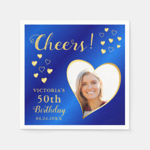 Guardanapo De Papel Foto personalizada de saudações Azul e 50º anivers