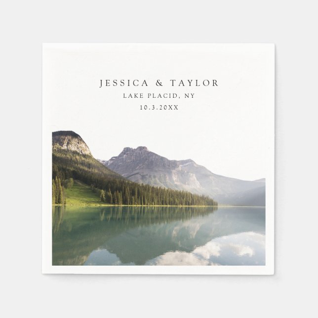 Guardanapo De Papel Foto Personalizada Do Casamento Do Lago Plácido Co (Frente)