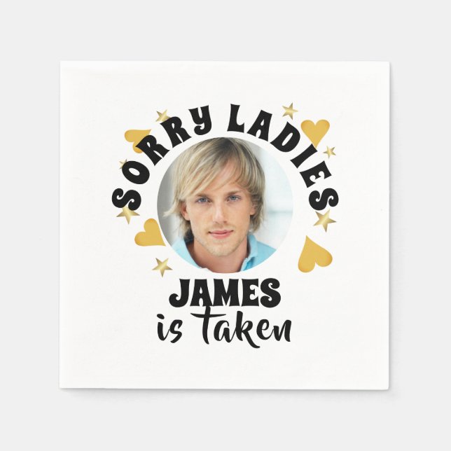 Guardanapo De Papel Foto Personalizada do Rosto do Noivo para Festa de (Frente)