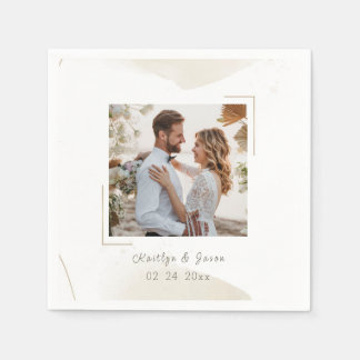 Guardanapo De Papel Foto Personalizada Mínima de Chic Casada