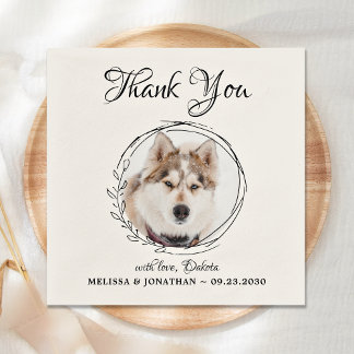 Guardanapo De Papel Foto Personalizada Obrigado Casamento De Cachorro